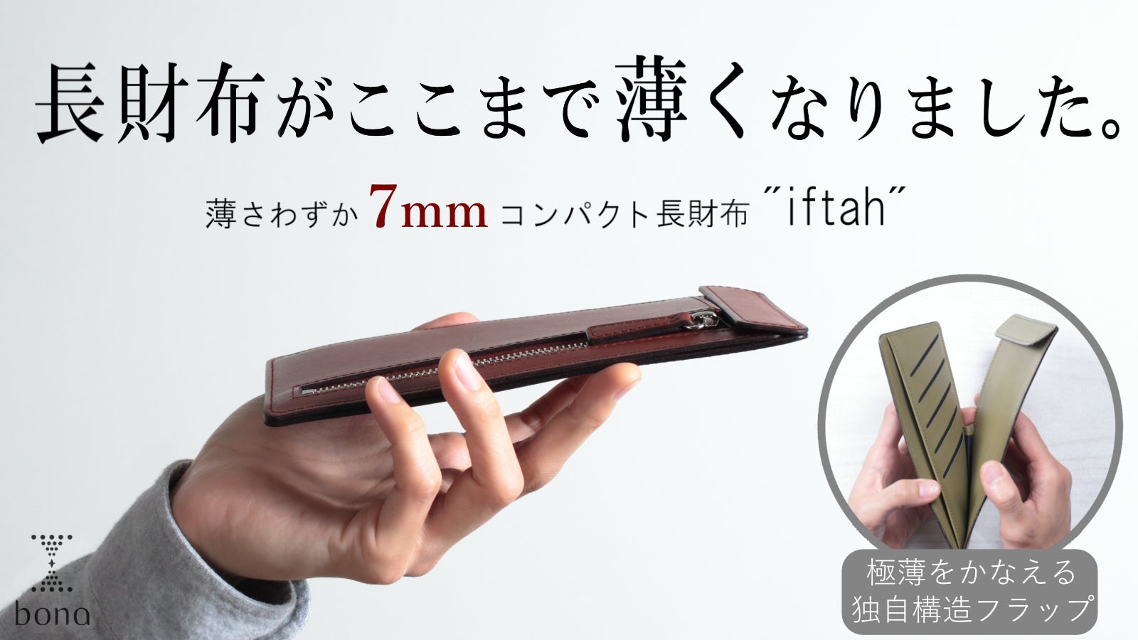 「最小サイズ」ではなく「最適サイズ」の薄型長財布 “iftah”