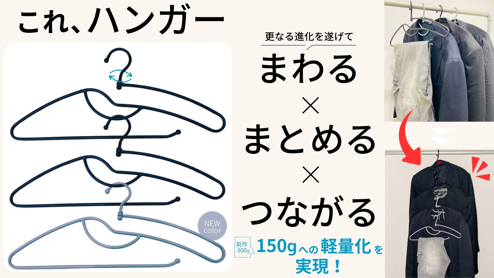 【第二弾】もう悩まない!更なる進化を遂げたクローゼットの救世主!多機能ハンガー