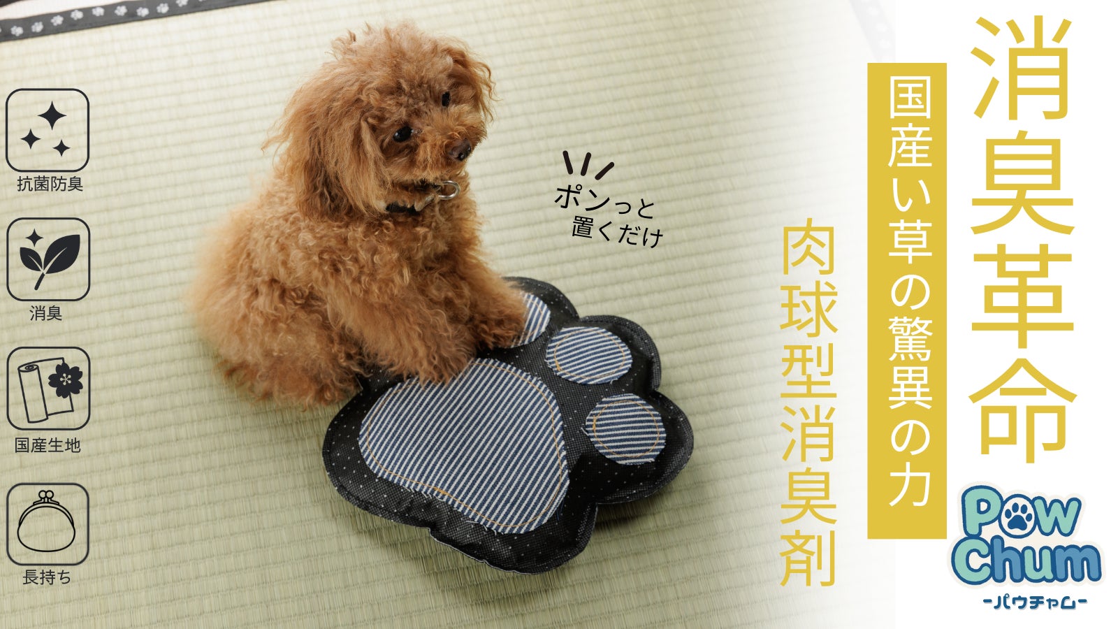 国産い草で空気を洗う!!繰り返し使える手間いらずの置くだけ消臭。